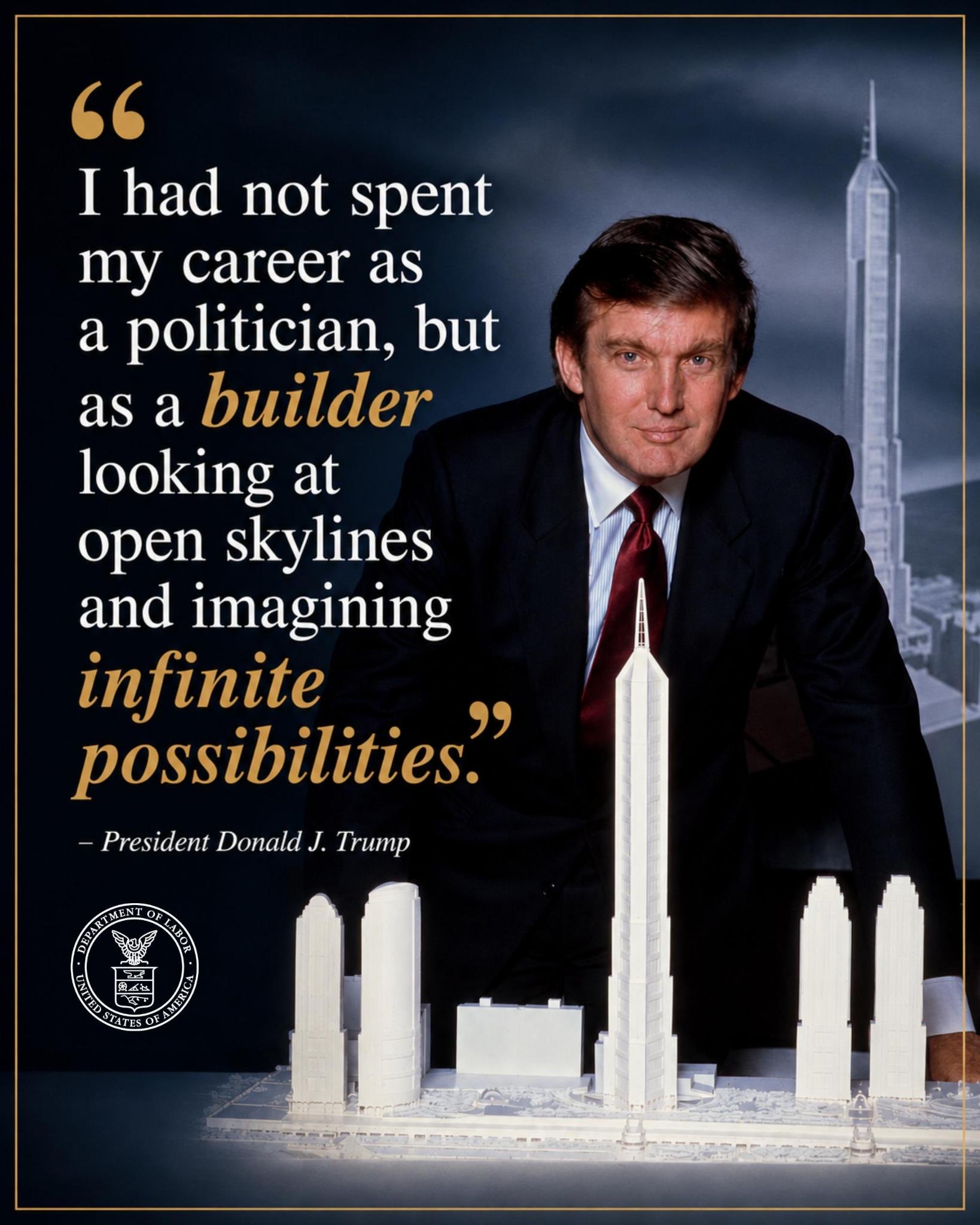 Autorska wizja publikacji z Donaldem Trumpem i makietą miasta